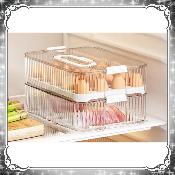 Egg Container for Refrigerator 2 Tier Holder Fridge Trays Time-Scale Organizer - Picture 4 of 7